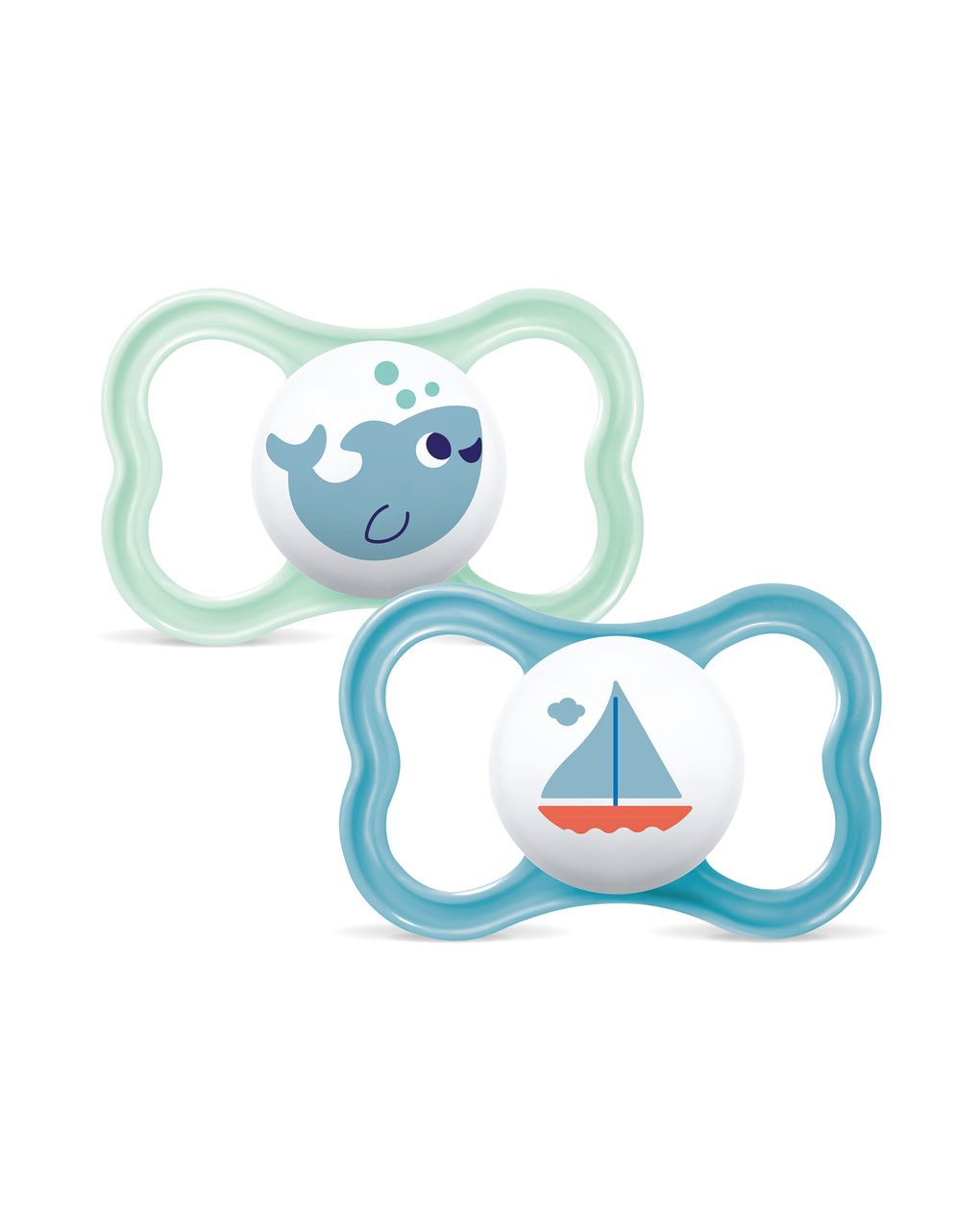 Mam air succhietto 16+ mesi (set da 2), ciuccio mam 16-36 mesi per pelli sensibili e delicate, azzurro/celeste