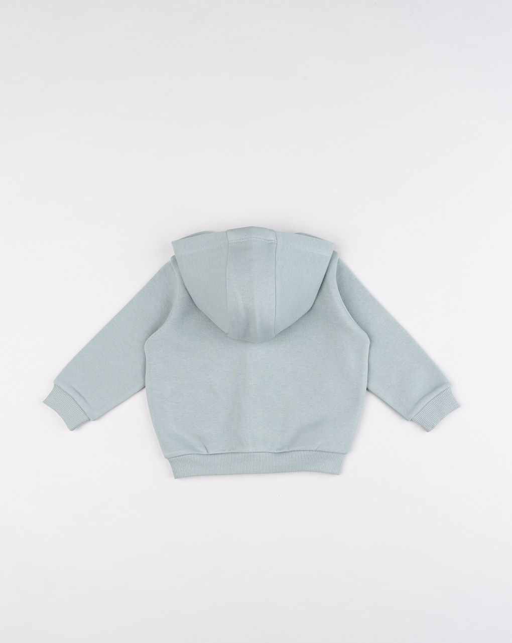 Felpa full zip bimbo verde con cappuccio e taschino