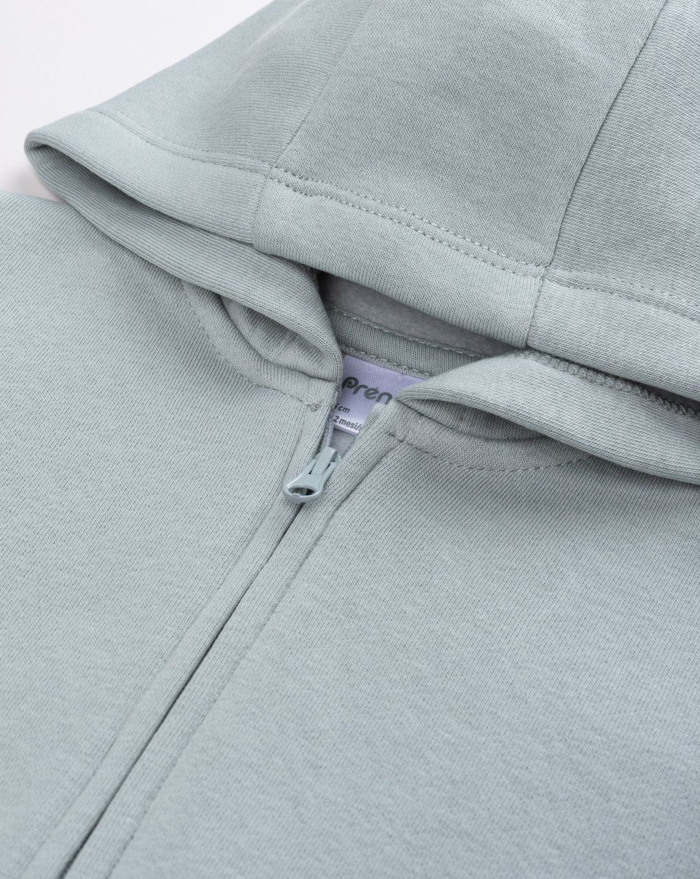 Felpa full zip bimbo verde con cappuccio e taschino
