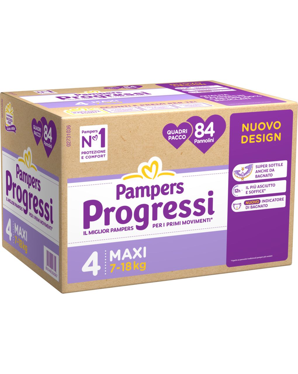 Pannolino progressi quadri pacco taglia 4 7-18kg 84 pz - pampers