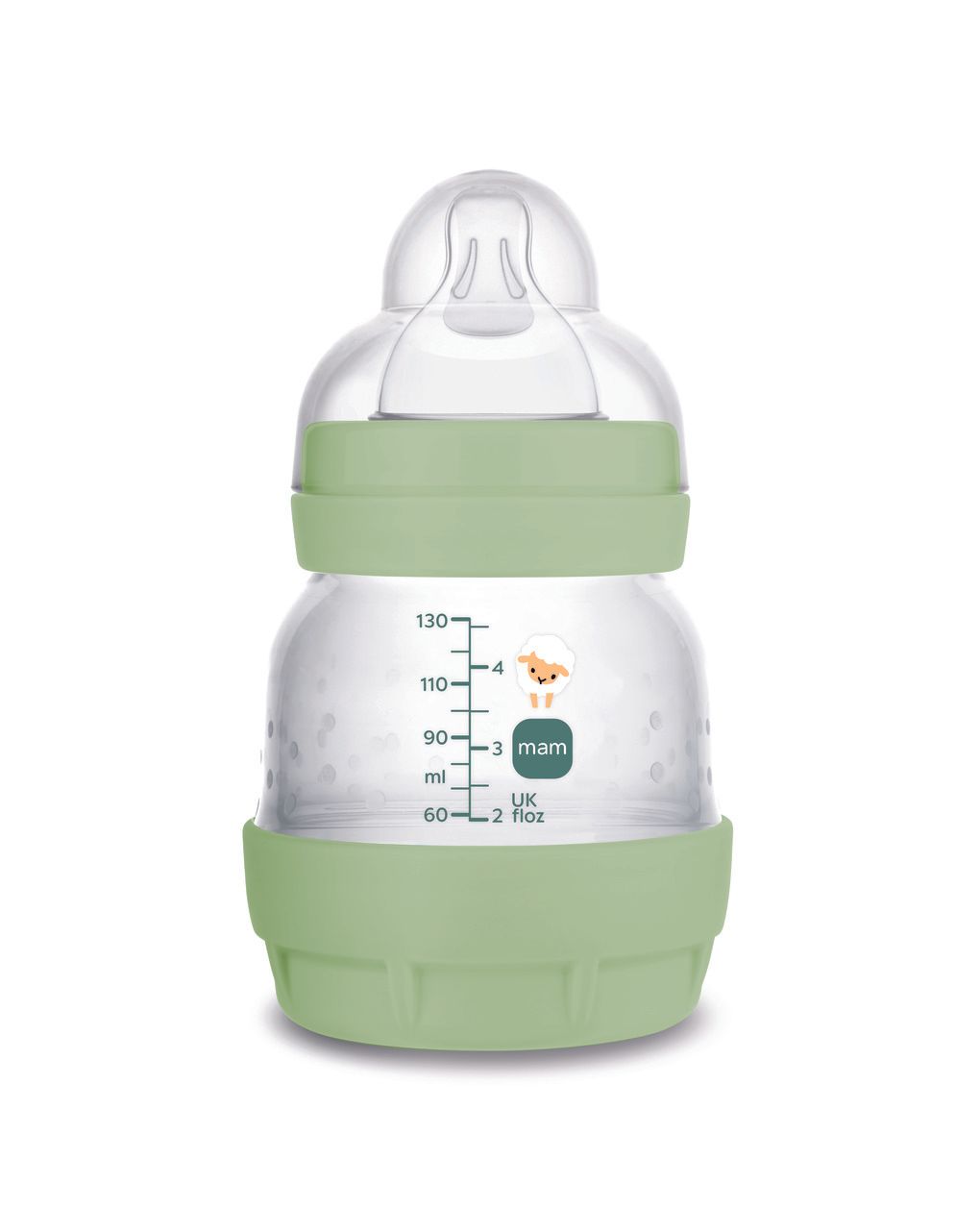 Mam biberon easy start 130 ml, biberon anticolica per allattamento misto che riduce le bolle d'aria e il rischio di coliche, verde