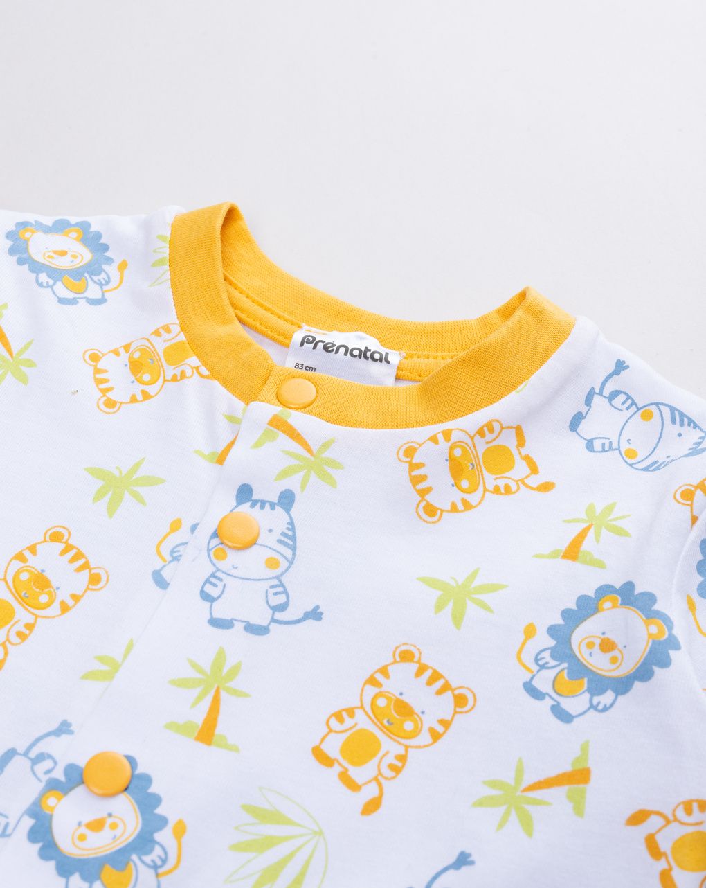 Pigiamone neonato jungle safari bianco/giallo