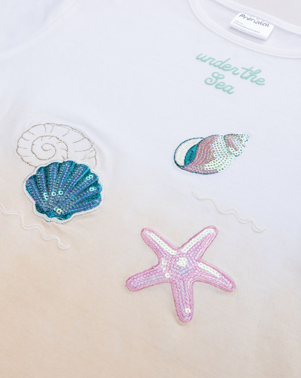 T-shirt bambina mare con maniche a onde