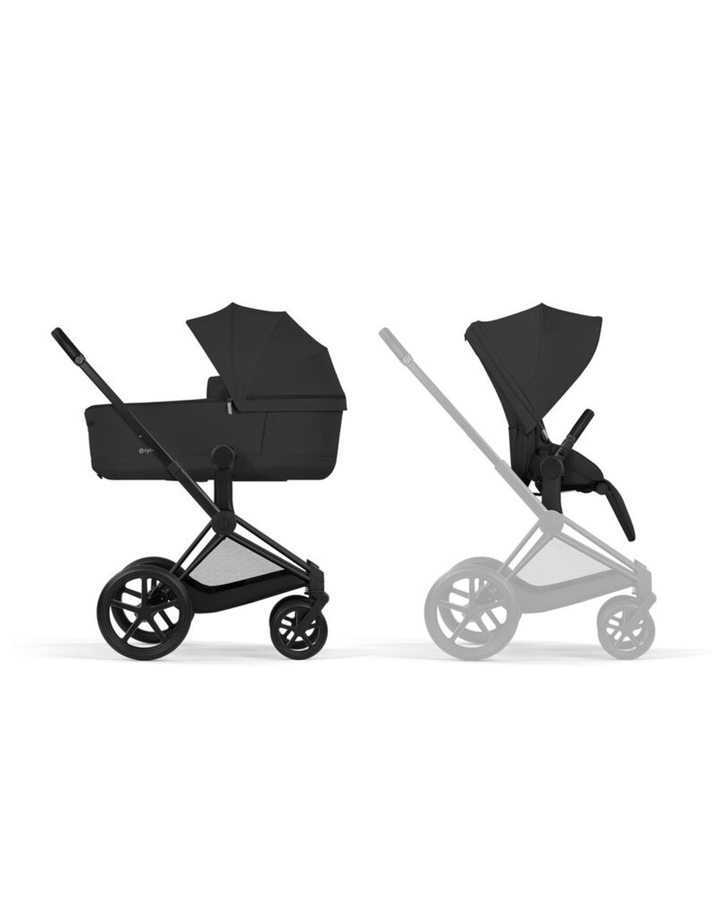 Duo priam comfort matt black incl. lux carry cot fold sepia black - cybex platinum