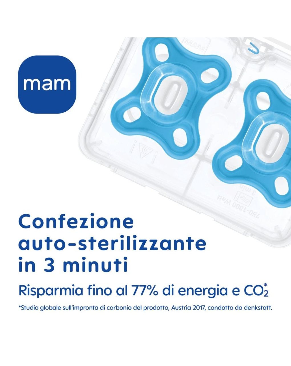 Mam comfort succhietto 3-12 mesi (set da 2), ciuccio mam 3-12 mesi in 100% silicone con design unico, neutro/verde