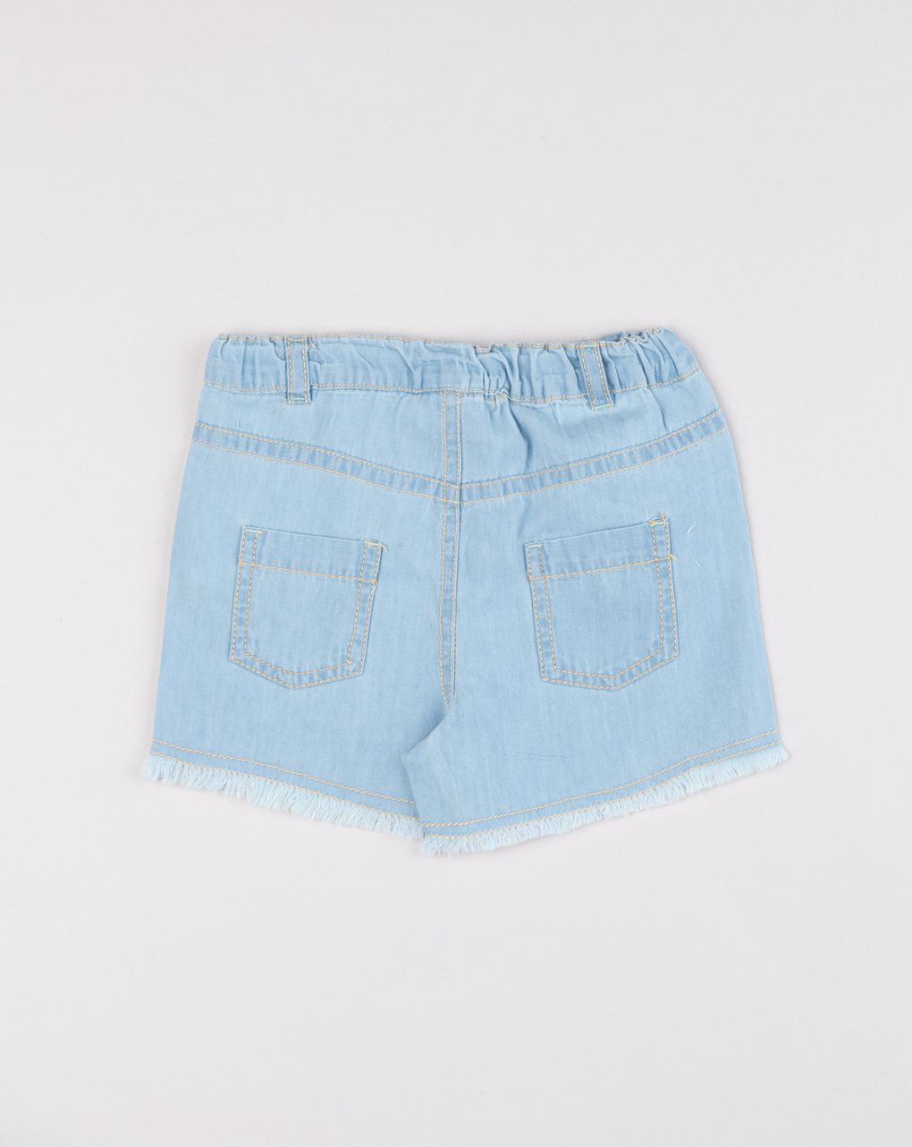 Shorts bimba in denim chiaro con applicazione stella