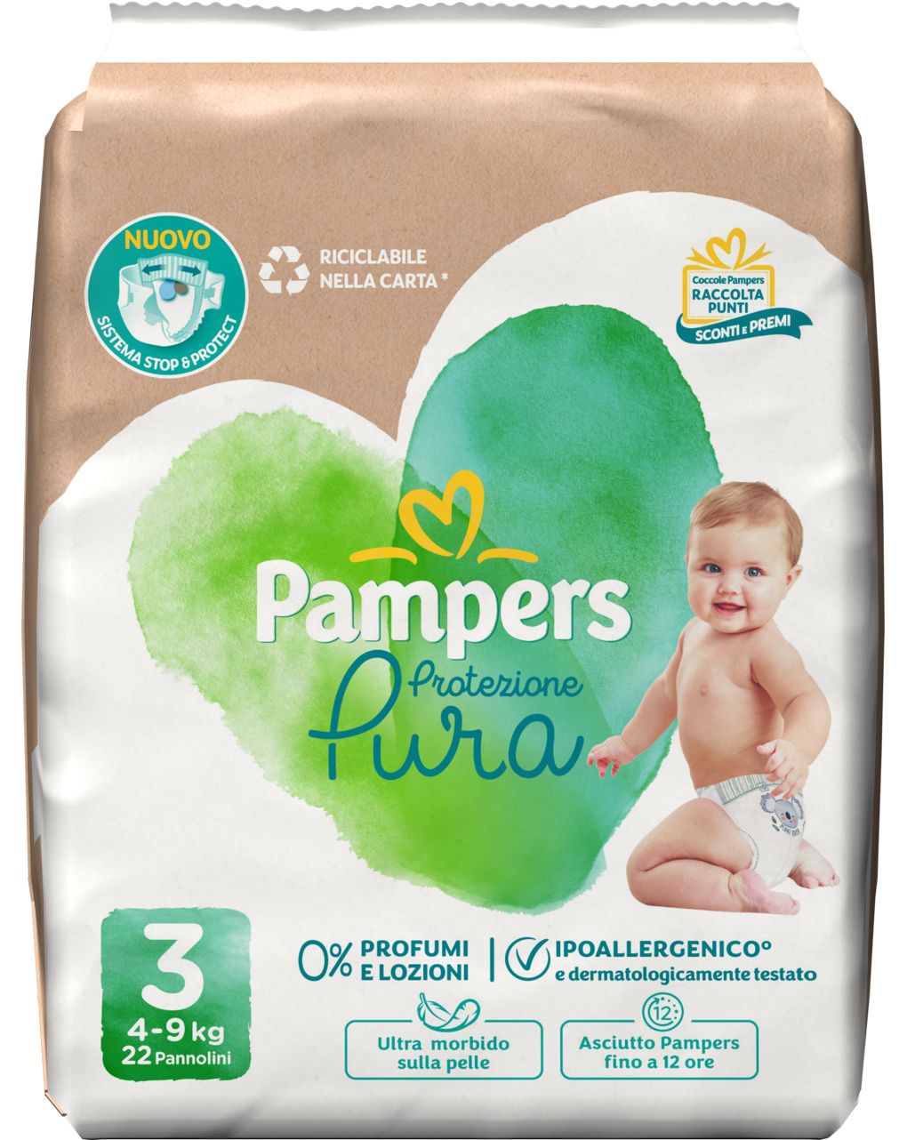 Pampers protezione pura midi x22 pezzi