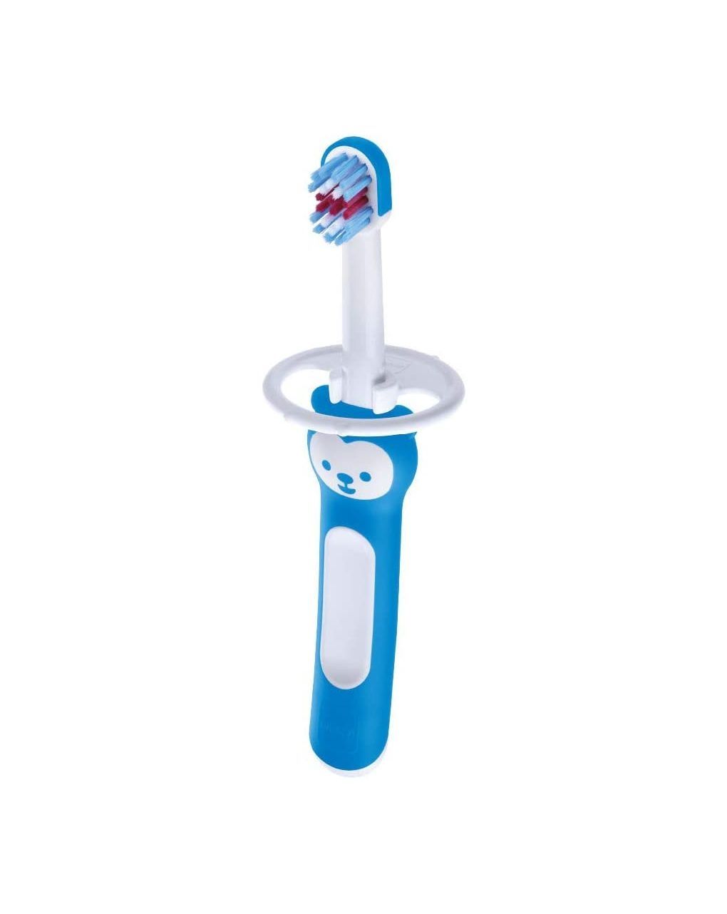 Mam baby's brush, spazzolino denti bambini 6+ mesi con impugnatura antiscivolo, spazzolino setole morbide per i primi dentini, azzurro