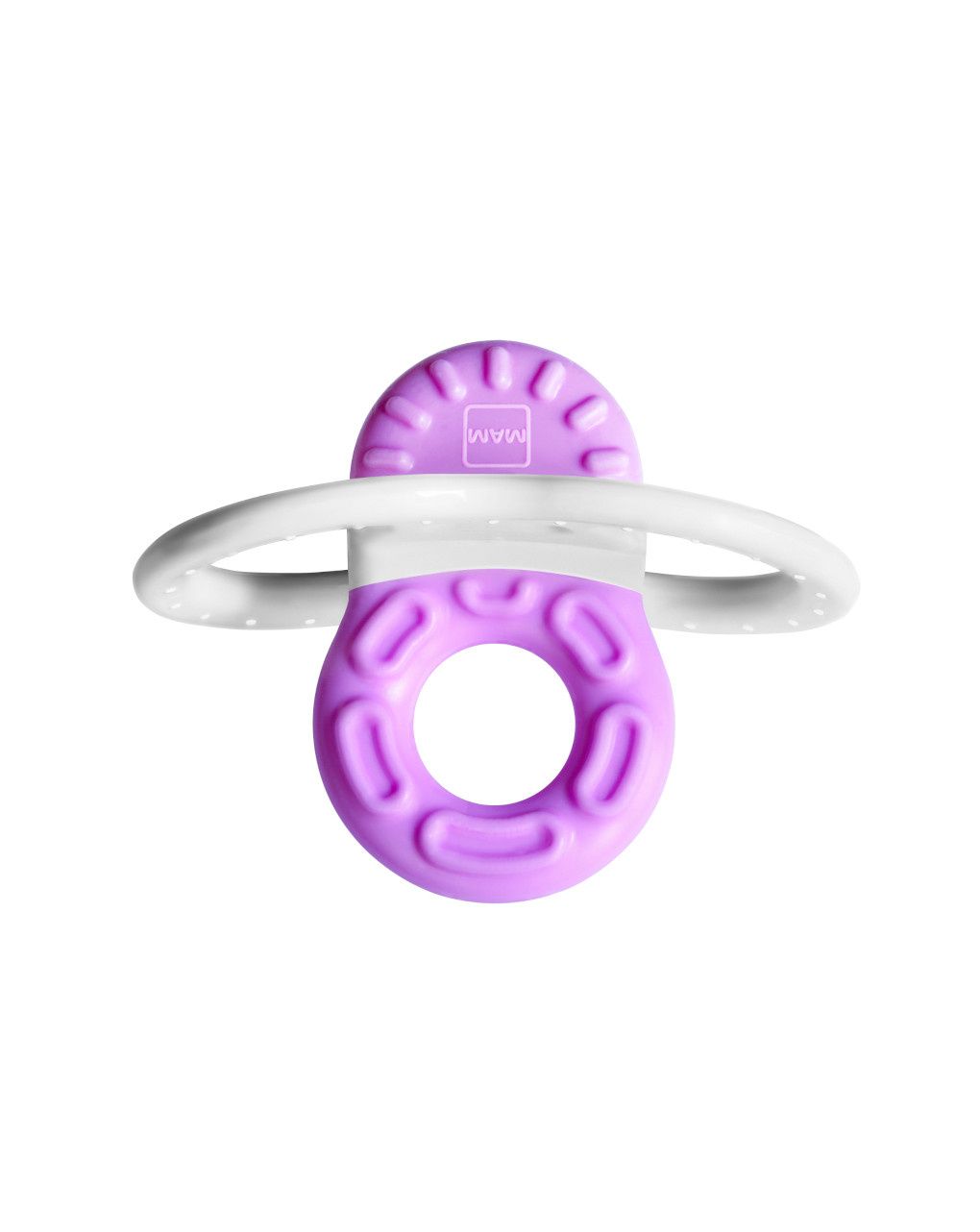 Mam bite & relax fase 1 mini dentaruolo, massaggia gengive neonati 2+ mesi, con sterilizzatore portatile per microonde, rosa
