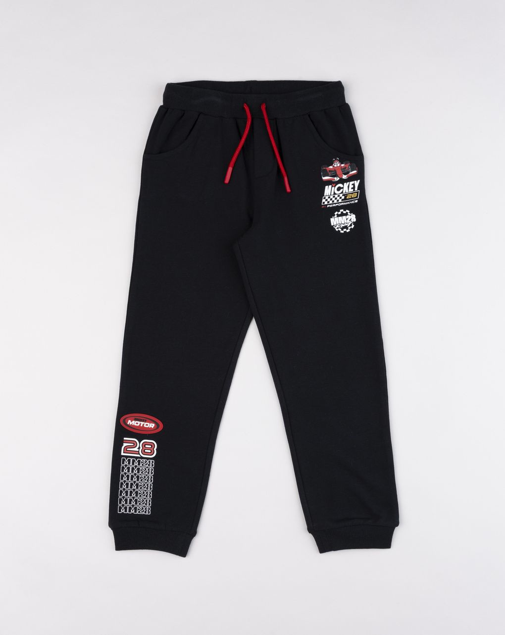 Pantaloni joggers neri felpati da bambino mickey mouse