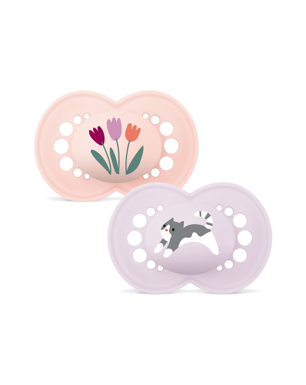 Mam original succhietto 16+ mesi (set da 2), ciuccio mam 16 36 mesi silicone con tettarella ortodontica, rosa/lilla