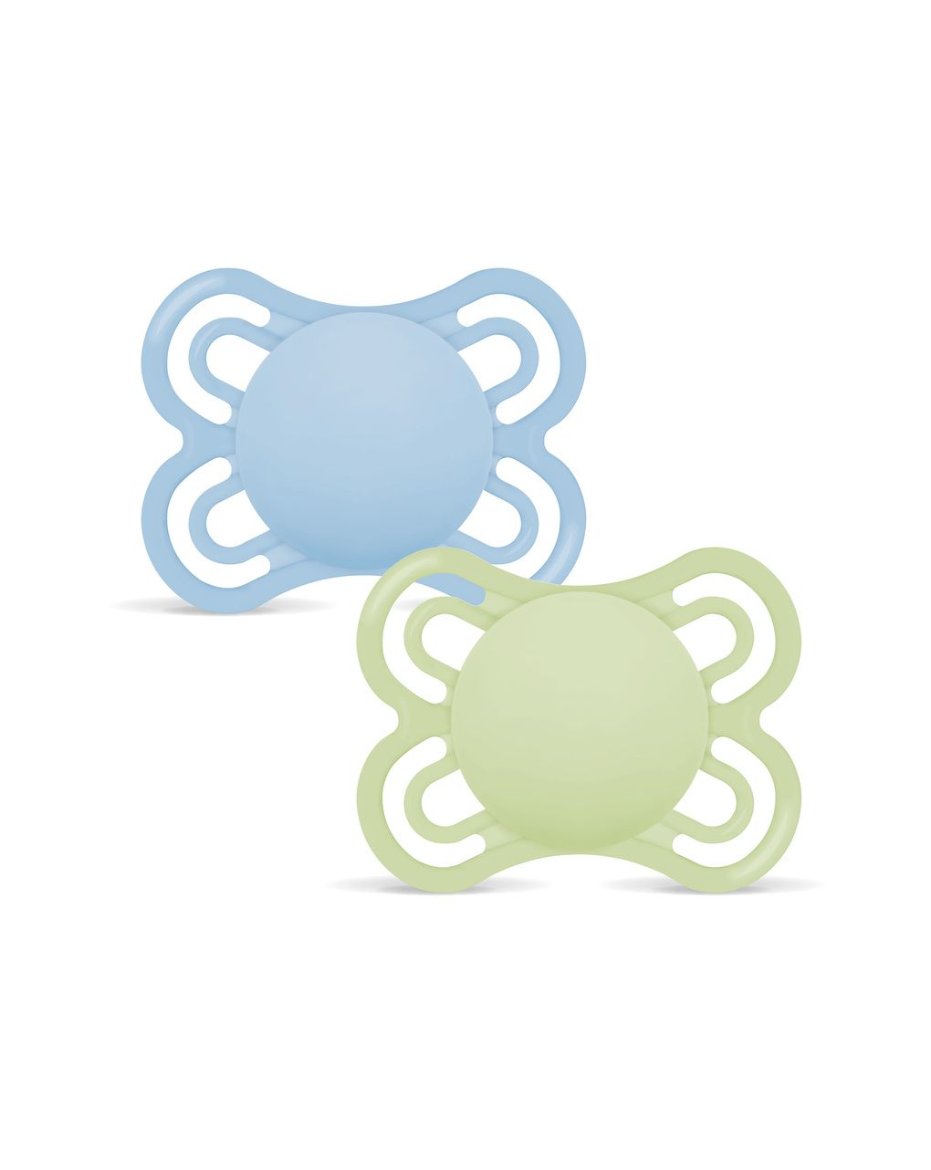 Mam perfect confezione doppia succhietto 2-6 mesi (set da 2), ciuccio mam 2-6 mesi in silicone per un sano sviluppo orale, azzurro/verde