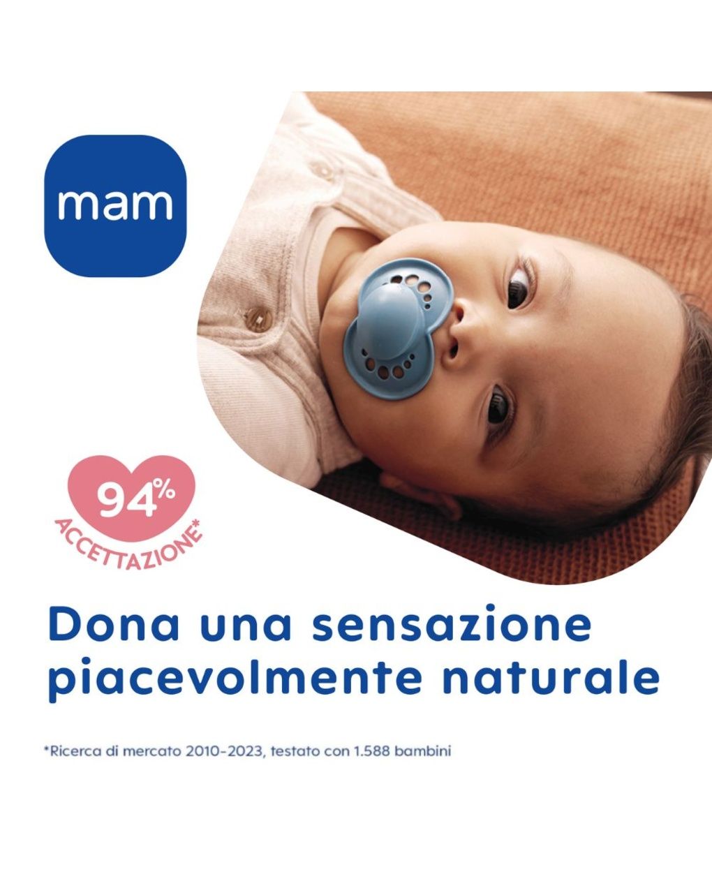 Mam original succhietto 2-6 mesi (set da 2), ciuccio mam 2-6 mesi con tettarella ortodontica in silicone, rosa/lilla