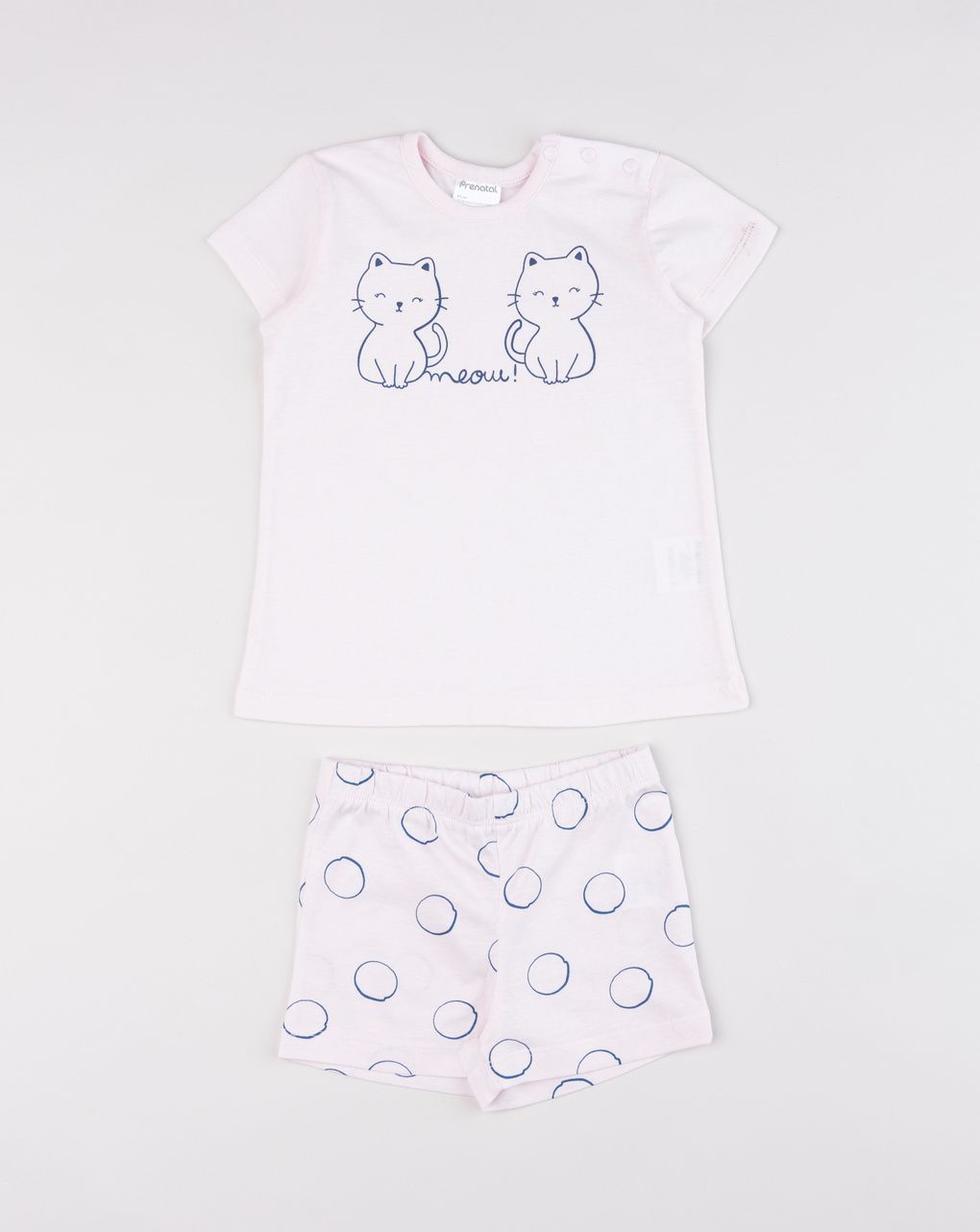 Pigiama bimba due pezzi estivo t-shirt e shorts "meow"