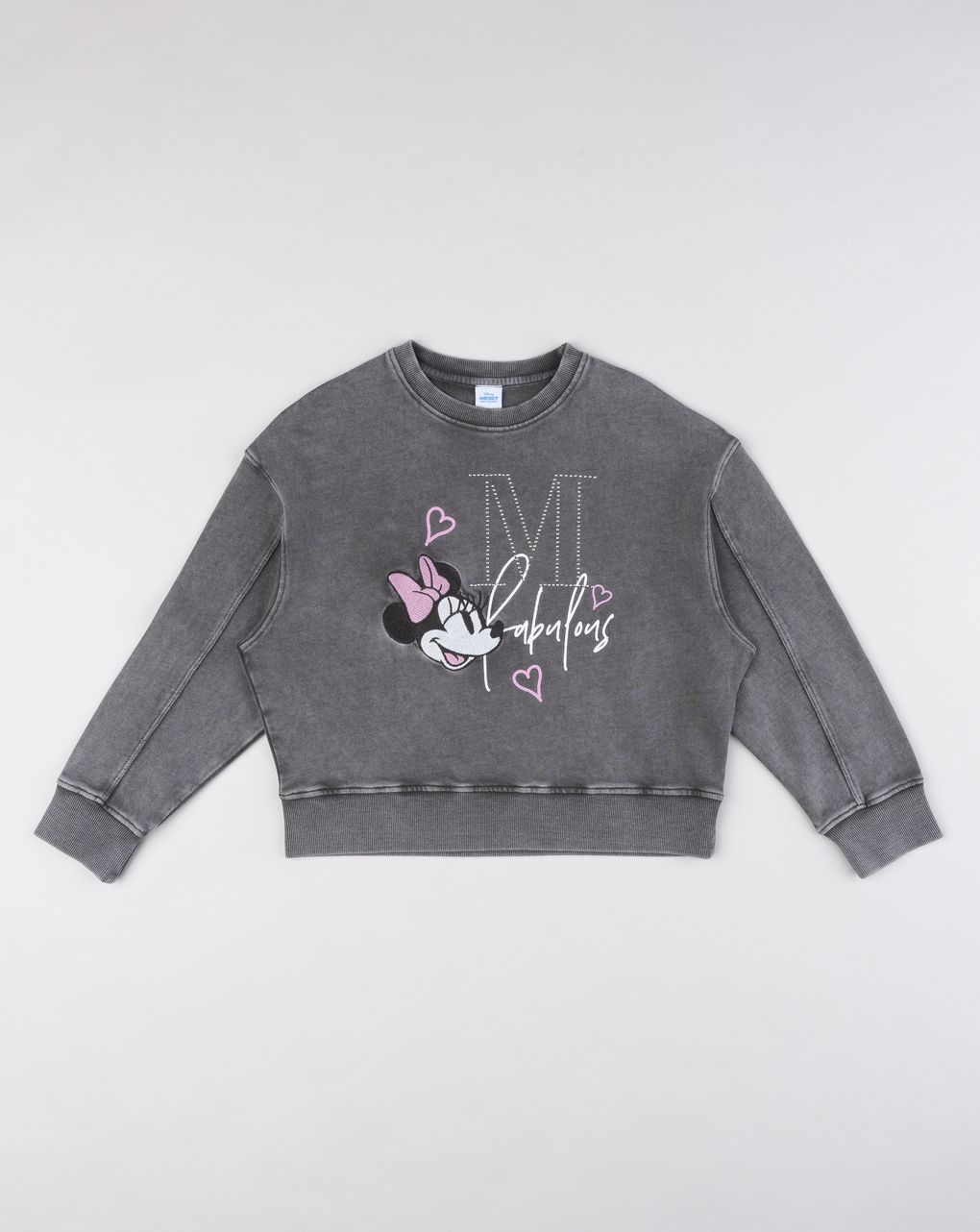 Felpa garzata bambina grigio lavato minnie