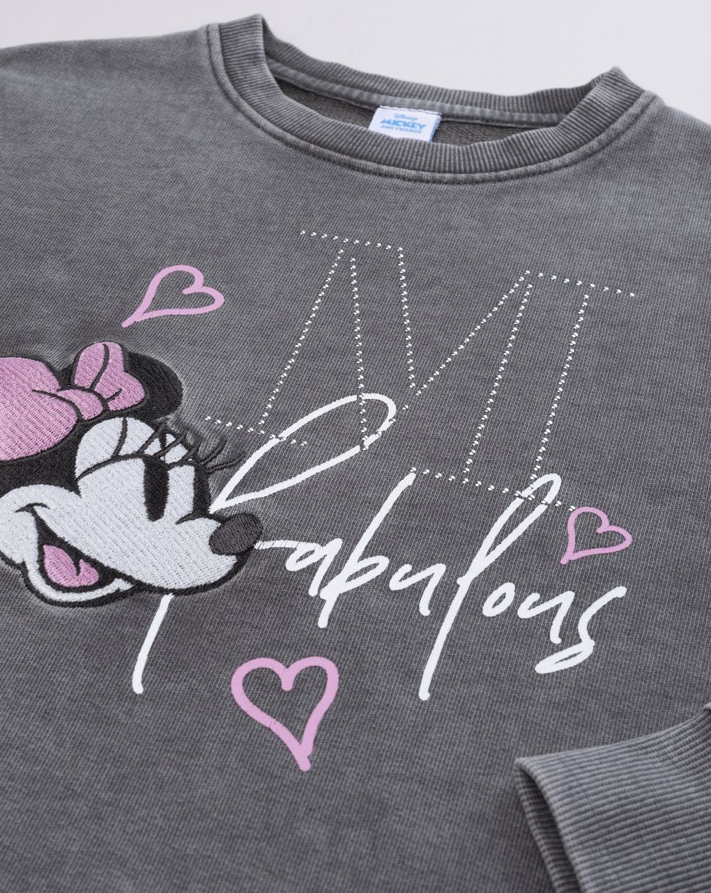 Felpa garzata bambina grigio lavato minnie
