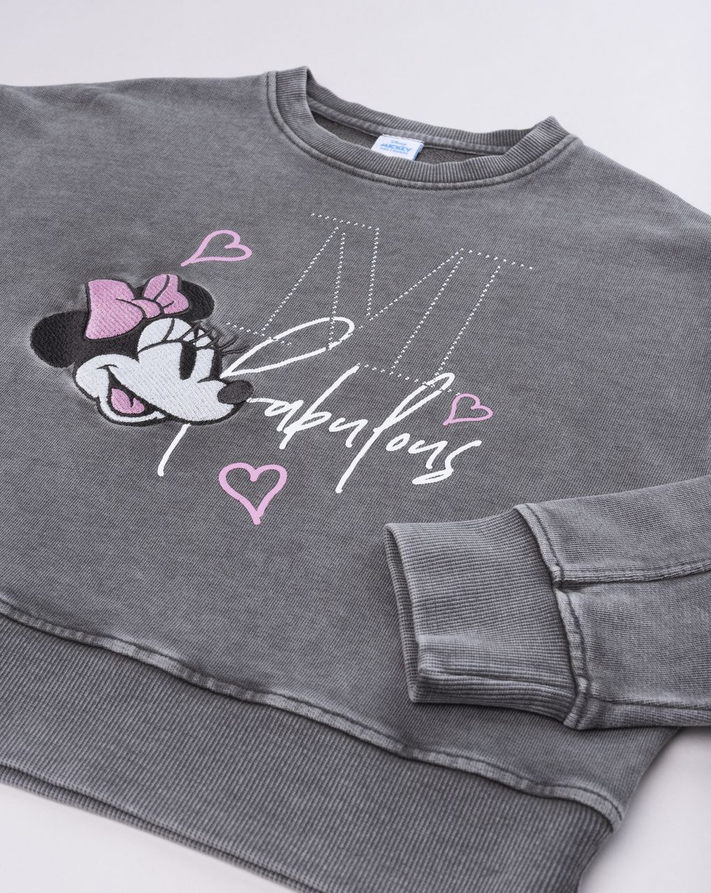 Felpa garzata bambina grigio lavato minnie