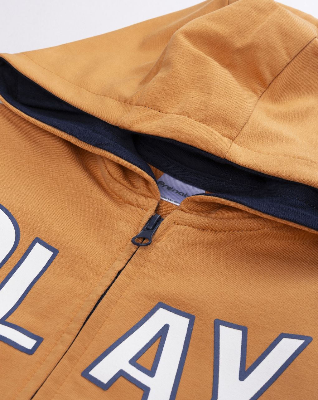 Felpa con cappuccio e zip bambino arancione con stampa