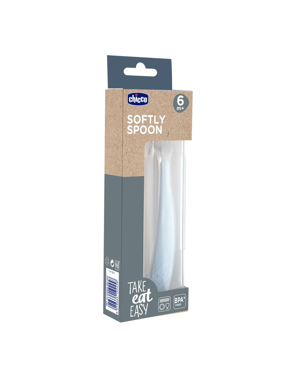 Cucchiaino morbido silicone 6m+ grigio con case - chicco