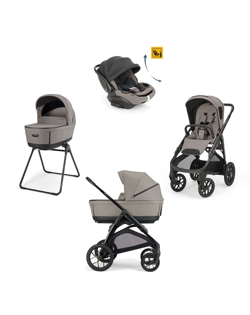 Aptica xt system quattro - tundra beige con telaio black e seggiolino auto darwin infant recline evo - inglesina