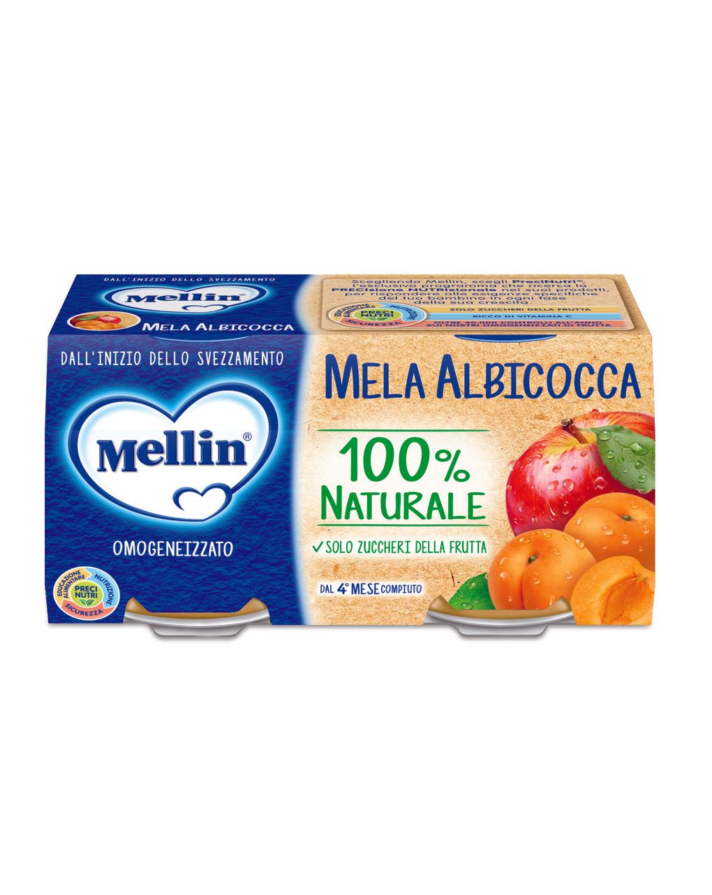 Omogeneizzato di mela albicocca 2x100 gr - mellin
