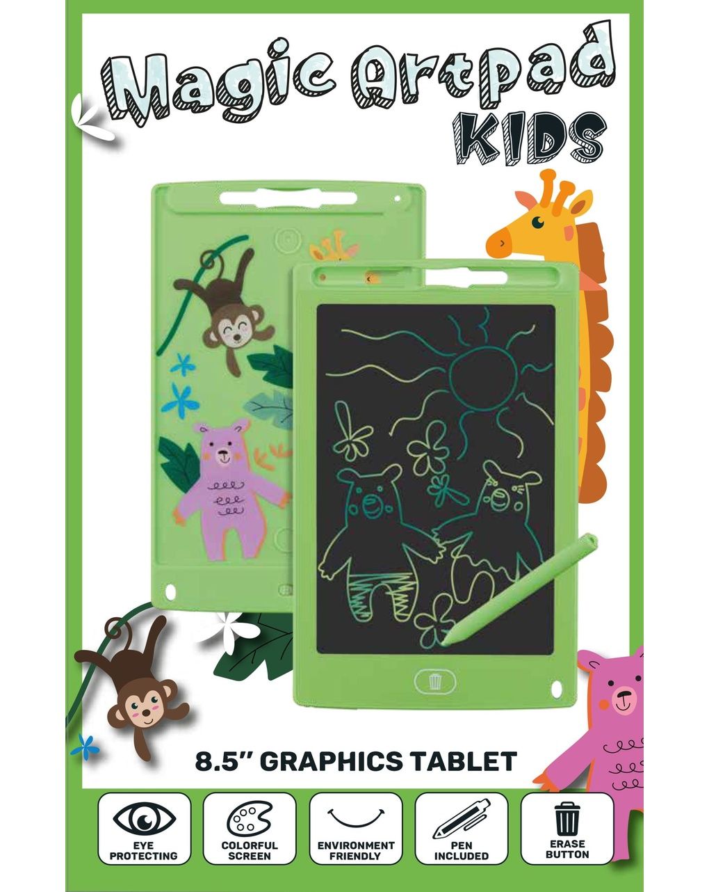 Magic artpad kids - tavoletta grafica bambini 8.5" verde - cellularline