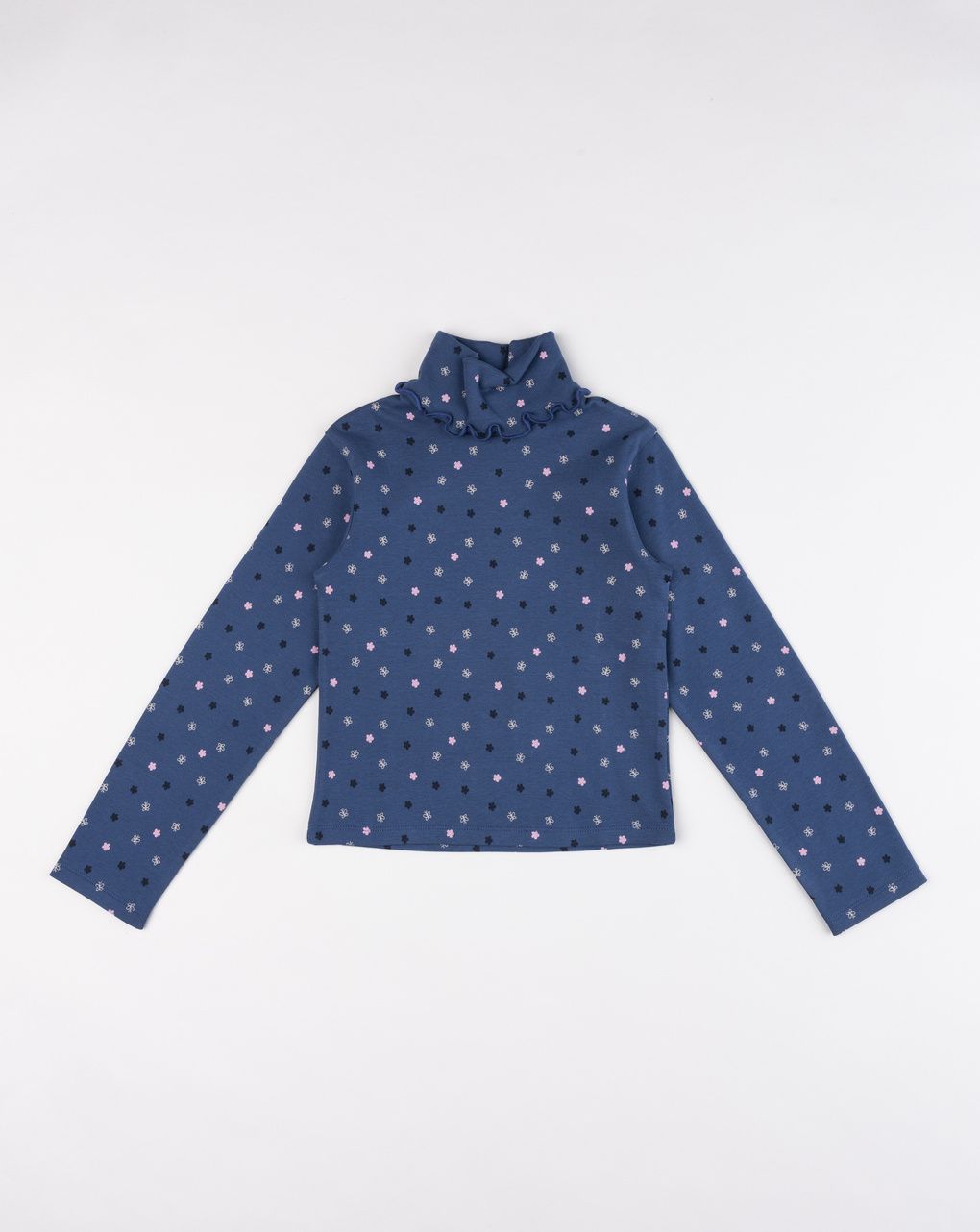 Lupetto bambinablu notte con micro-pois rosa e bianchi