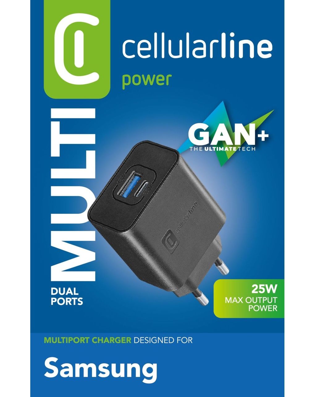 Caricabatterie 25w - doppia porta usb a+c - nero - per dispositivi samsung - cellularline