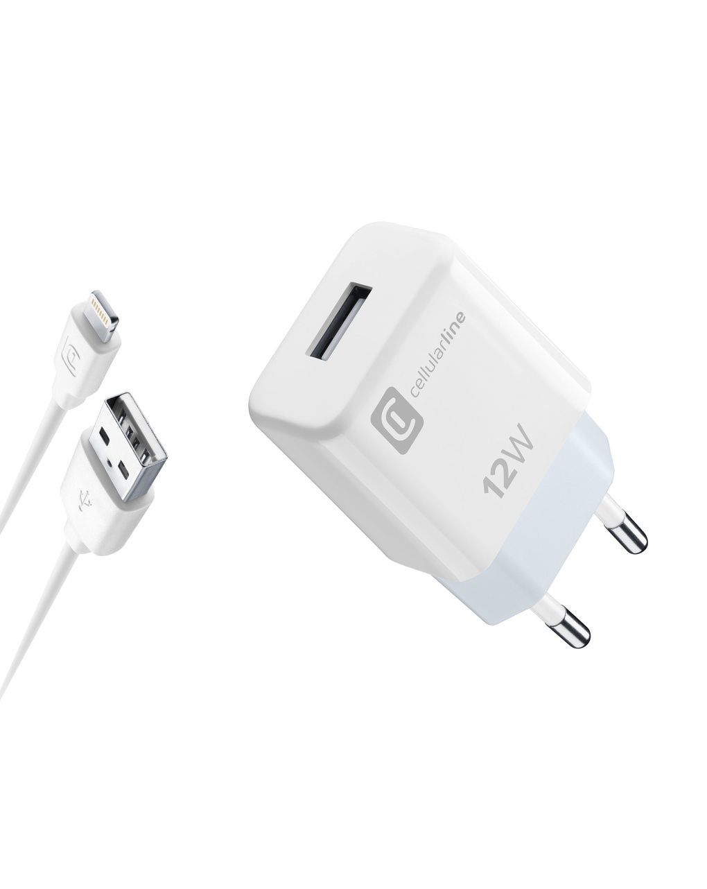 Caricabatterie kit 12w  con cavo lightning incluso - bianco - per dispositivi apple - cellularline