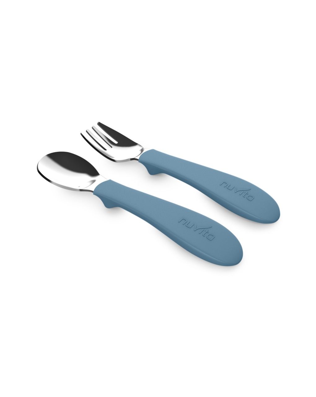 Set posate in acciaio con impugnatura in silicone - 8472 / powder blue - nuvita