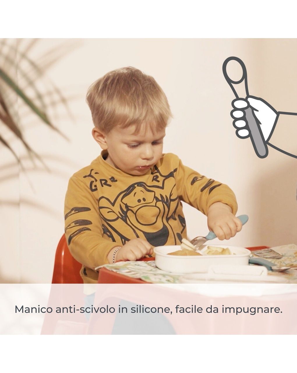 Set posate in acciaio con impugnatura in silicone - 8472 / powder blue - nuvita