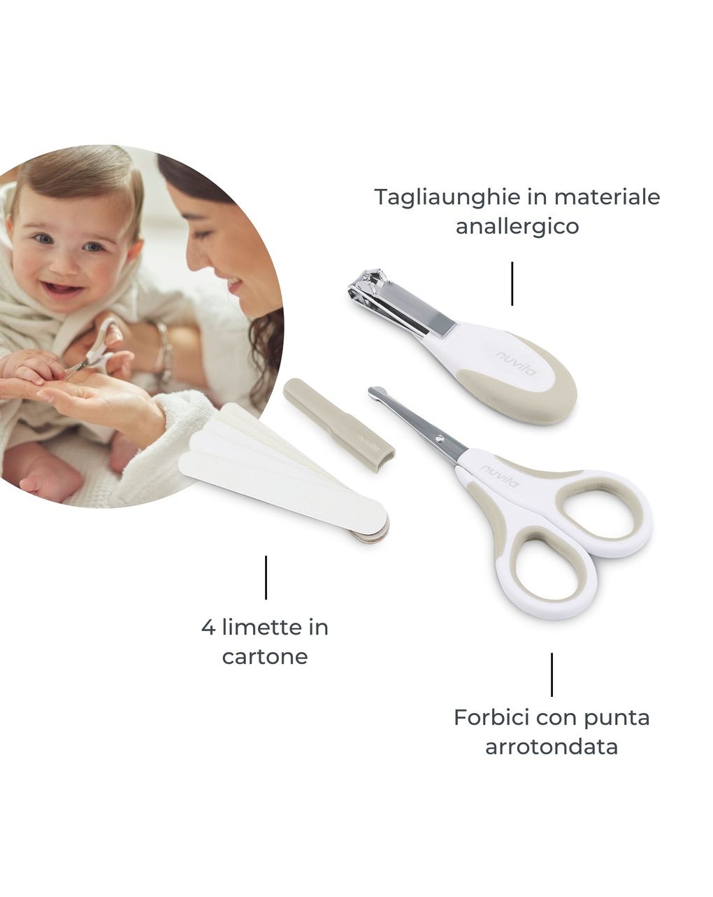 Beauty set per la cura del bambino con termometro digitale - 1147 - nuvita