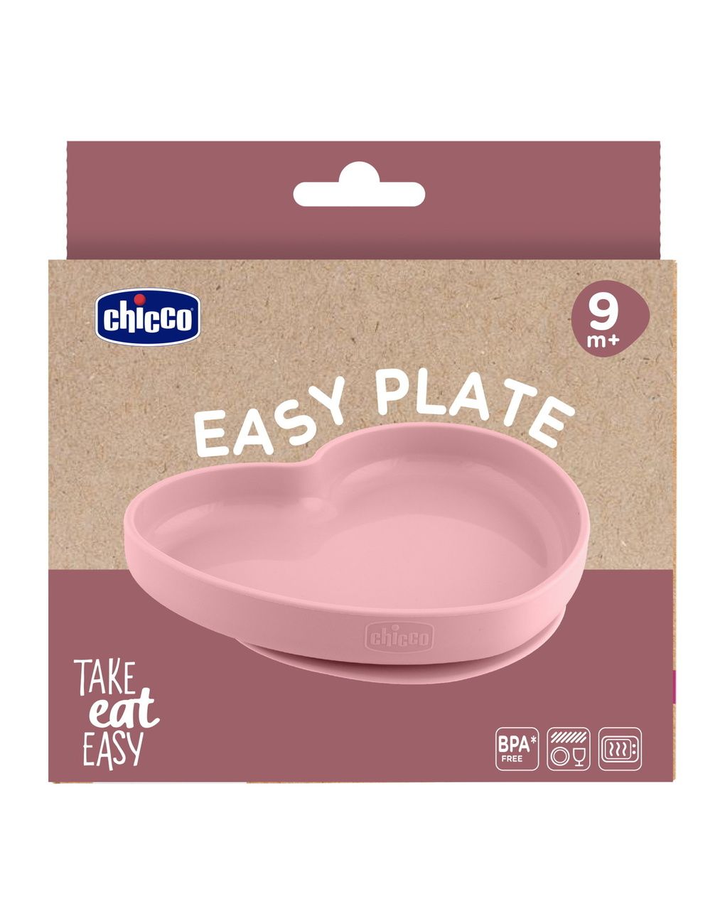Piatto cuore silicone rosa 9m+ - chicco