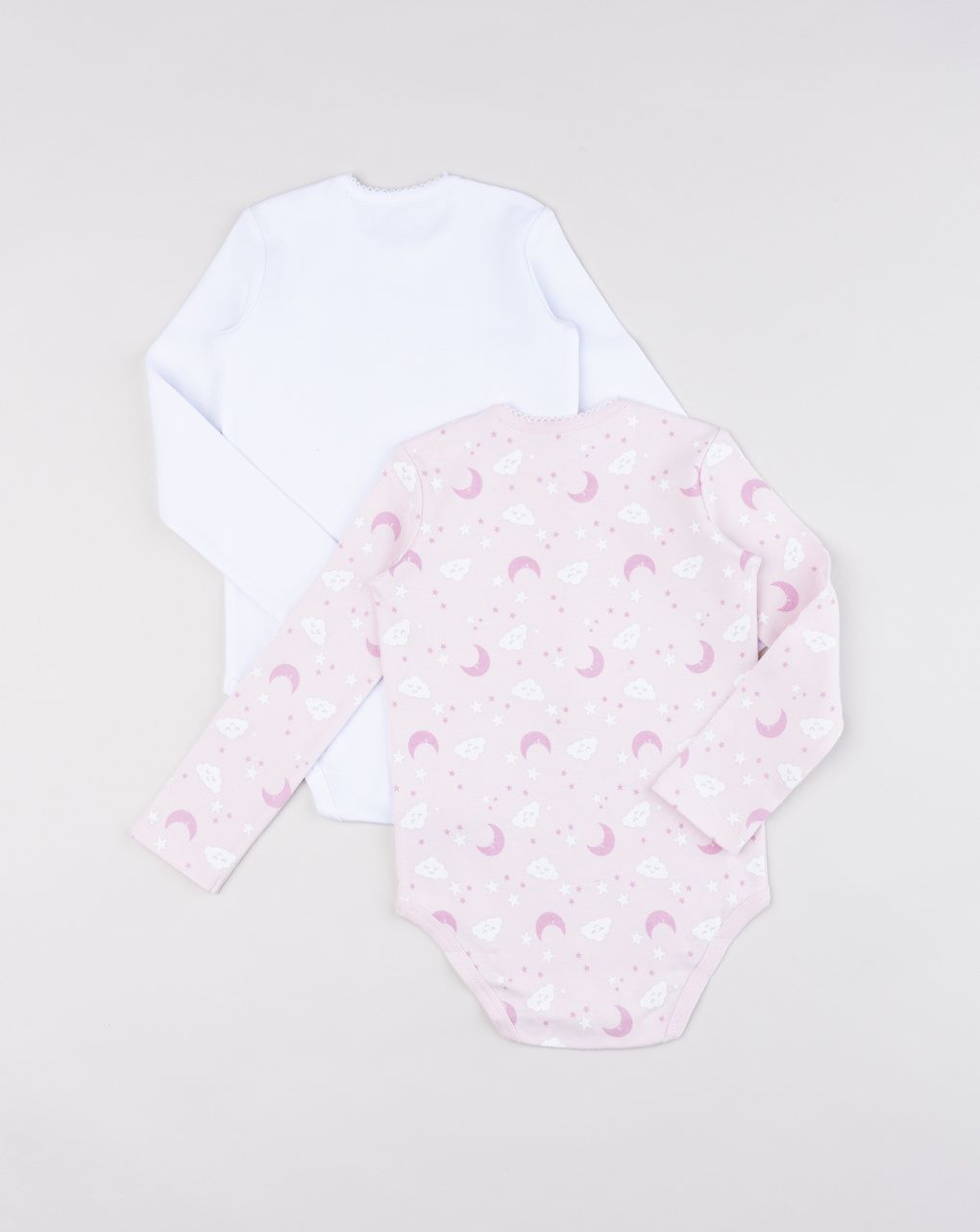 Pack 2 body bimba maniche lunghe bianco/rosa