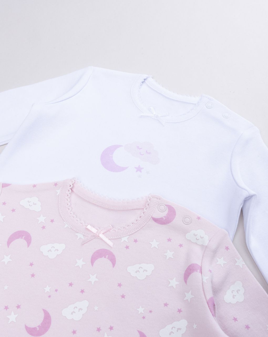 Pack 2 body bimba maniche lunghe bianco/rosa