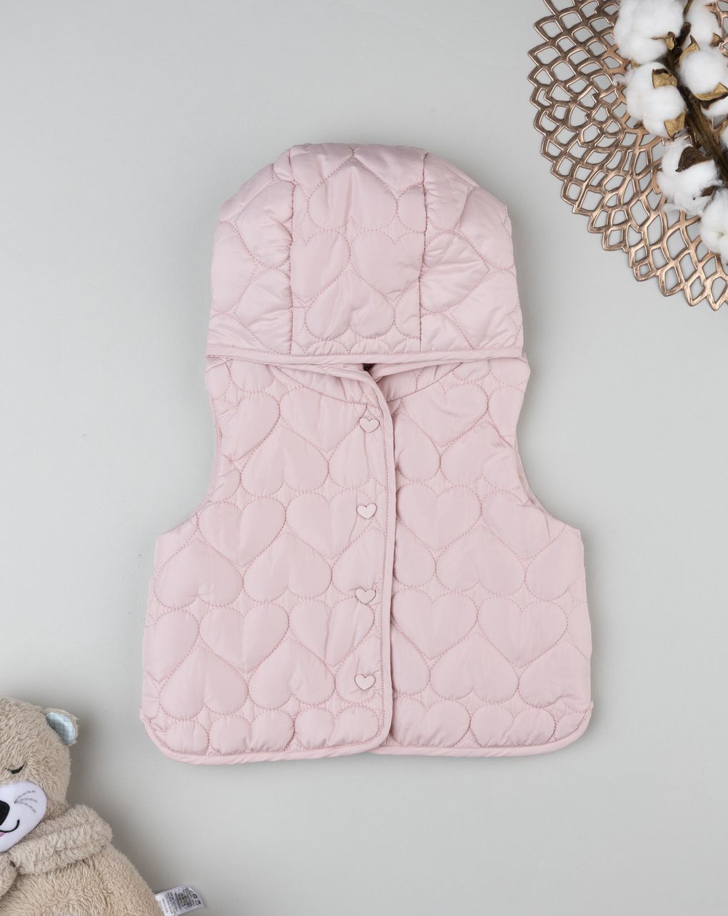 Gilet bimba trapuntato rosa