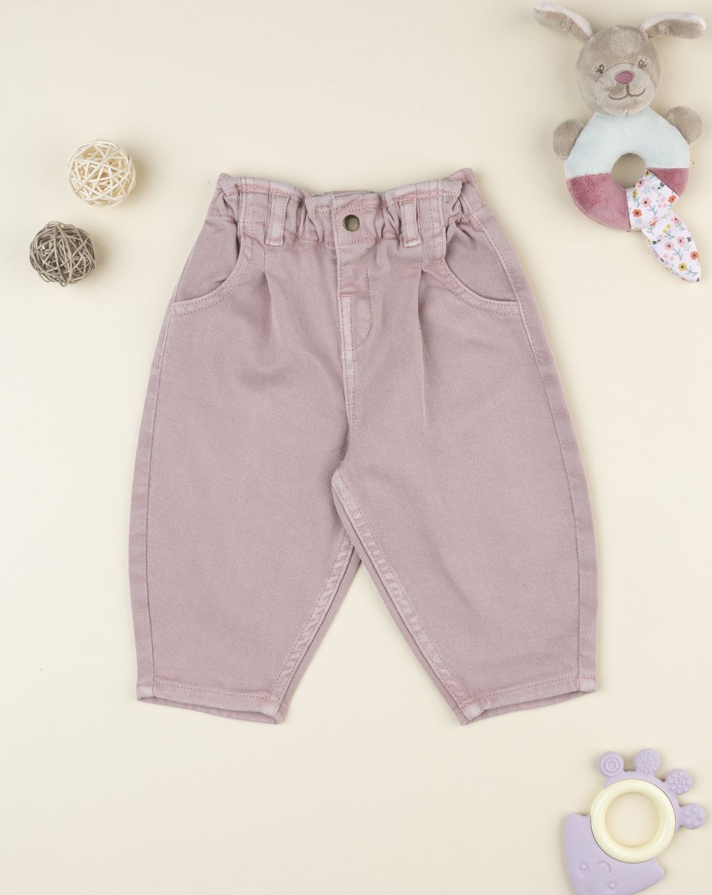 Pantaloni denim bimba rosa