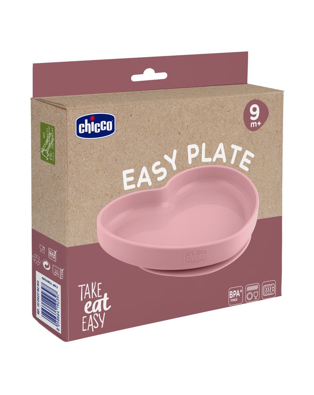 Piatto cuore silicone rosa 9m+ - chicco