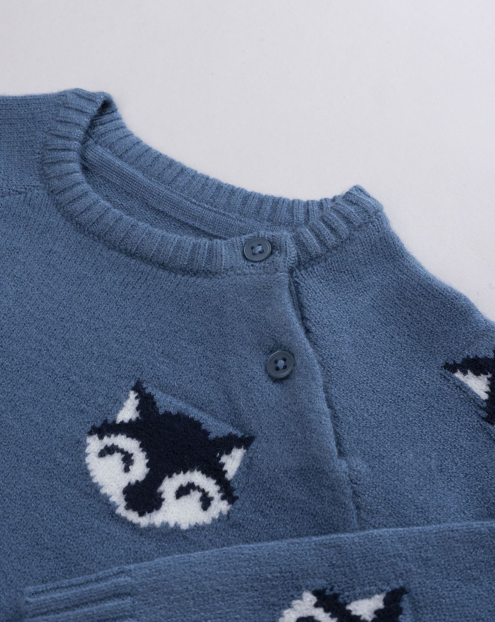 Maglioncino bimbo blu avio con pattern volpi all-over
