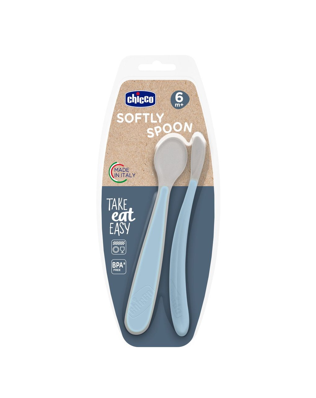 Cucchiaino soft doppio 6m+ azzurro  1 - chicco