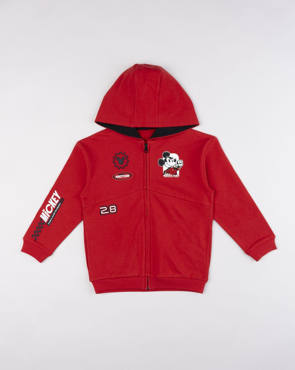 Felpa bambino rossa con cappuccio disney topolino
