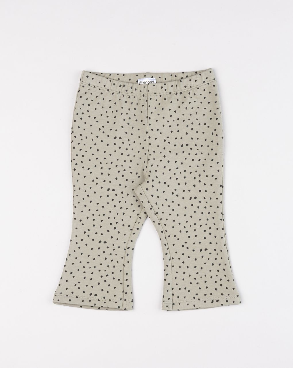 Leggings bimba a zampa beige con micro-pois