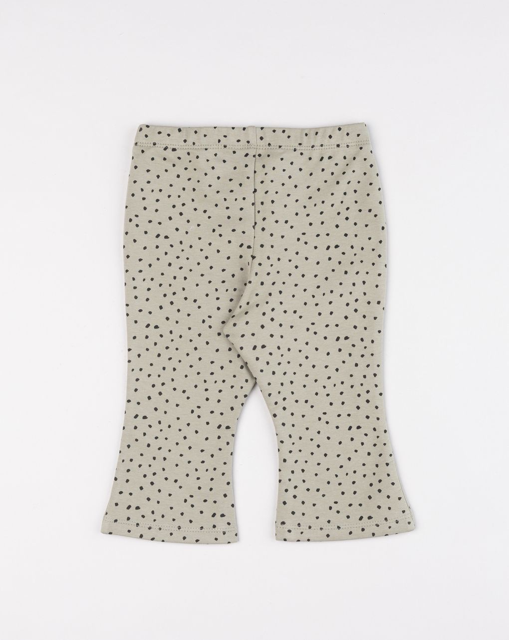 Leggings bimba a zampa beige con micro-pois