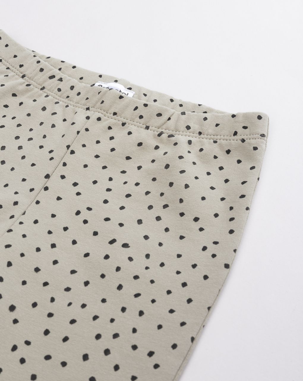 Leggings bimba a zampa beige con micro-pois
