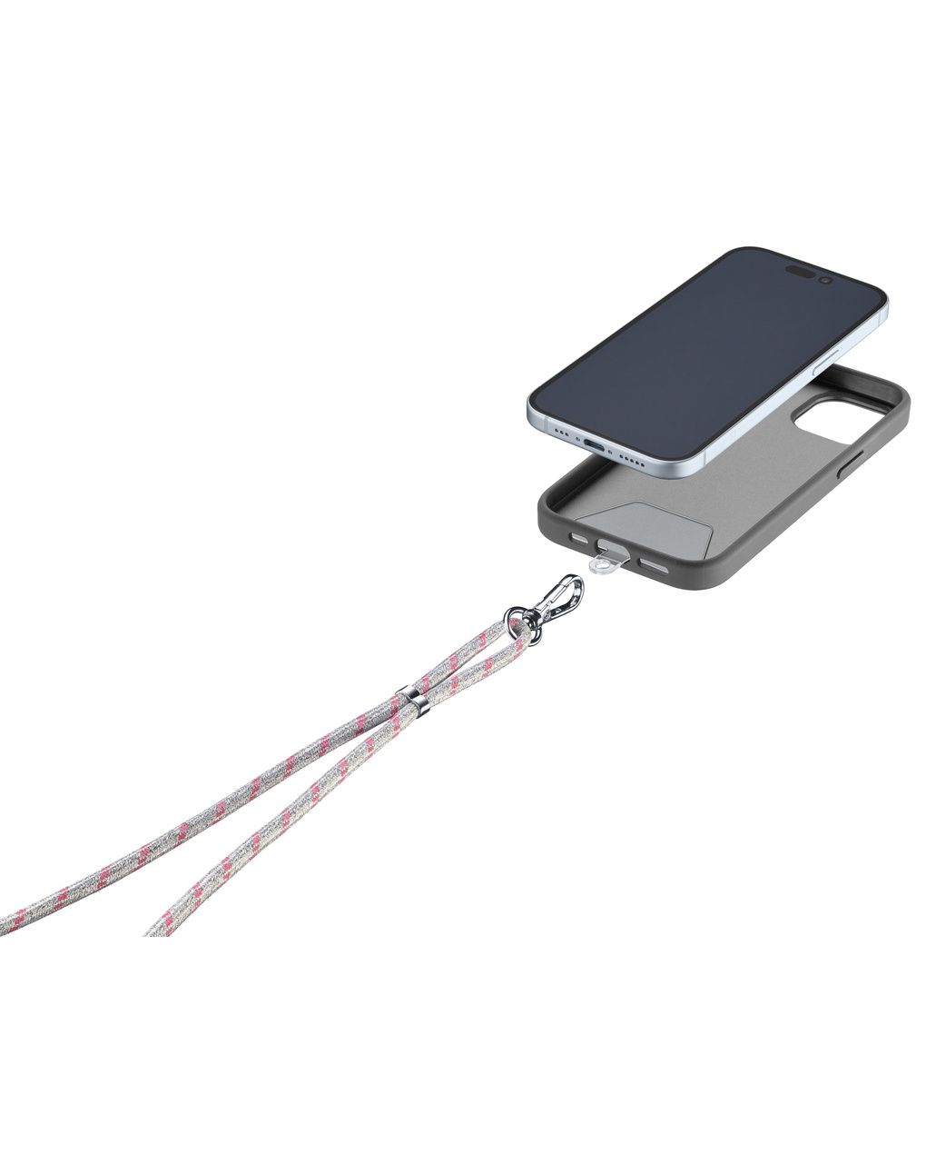 Laccio da collo porta telefono universale argento - cellularline