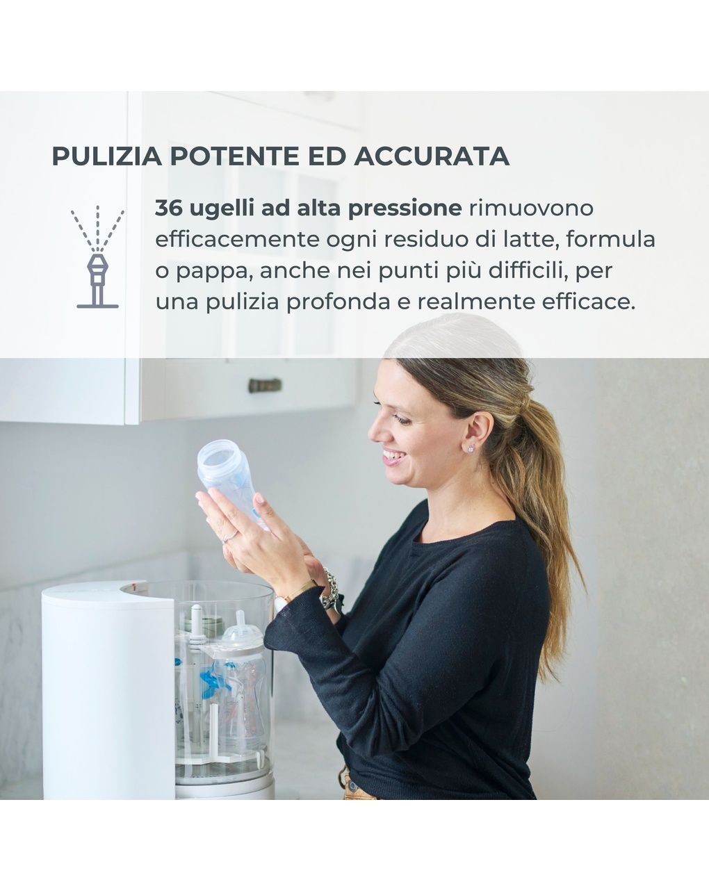 Lavabiberon 3-in-1 linda: lava, sterilizza e asciuga - 2000 - nuvita