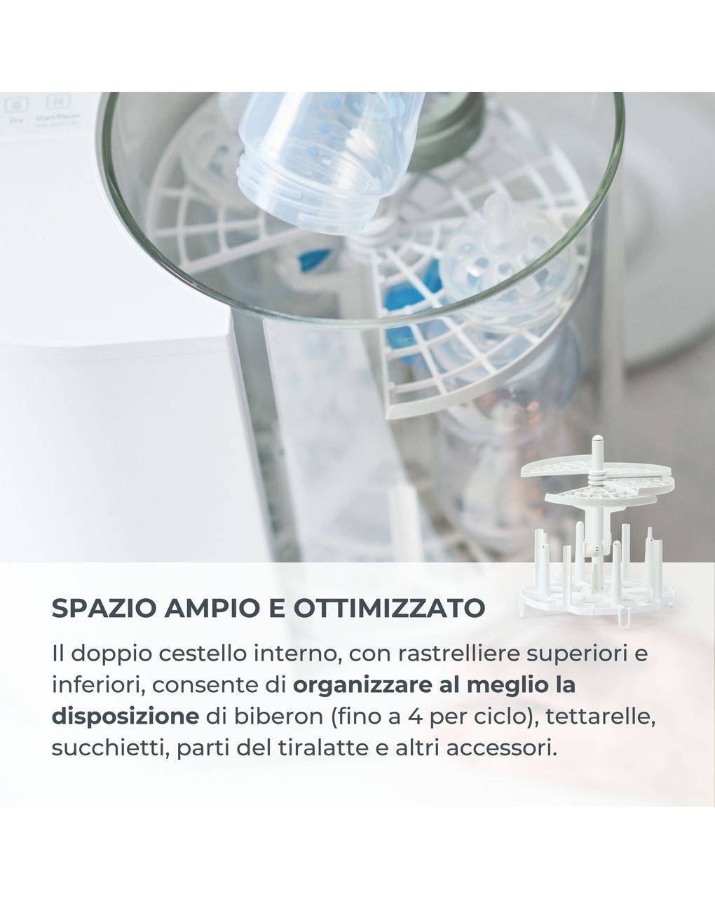 Lavabiberon 3-in-1 linda: lava, sterilizza e asciuga - 2000 - nuvita