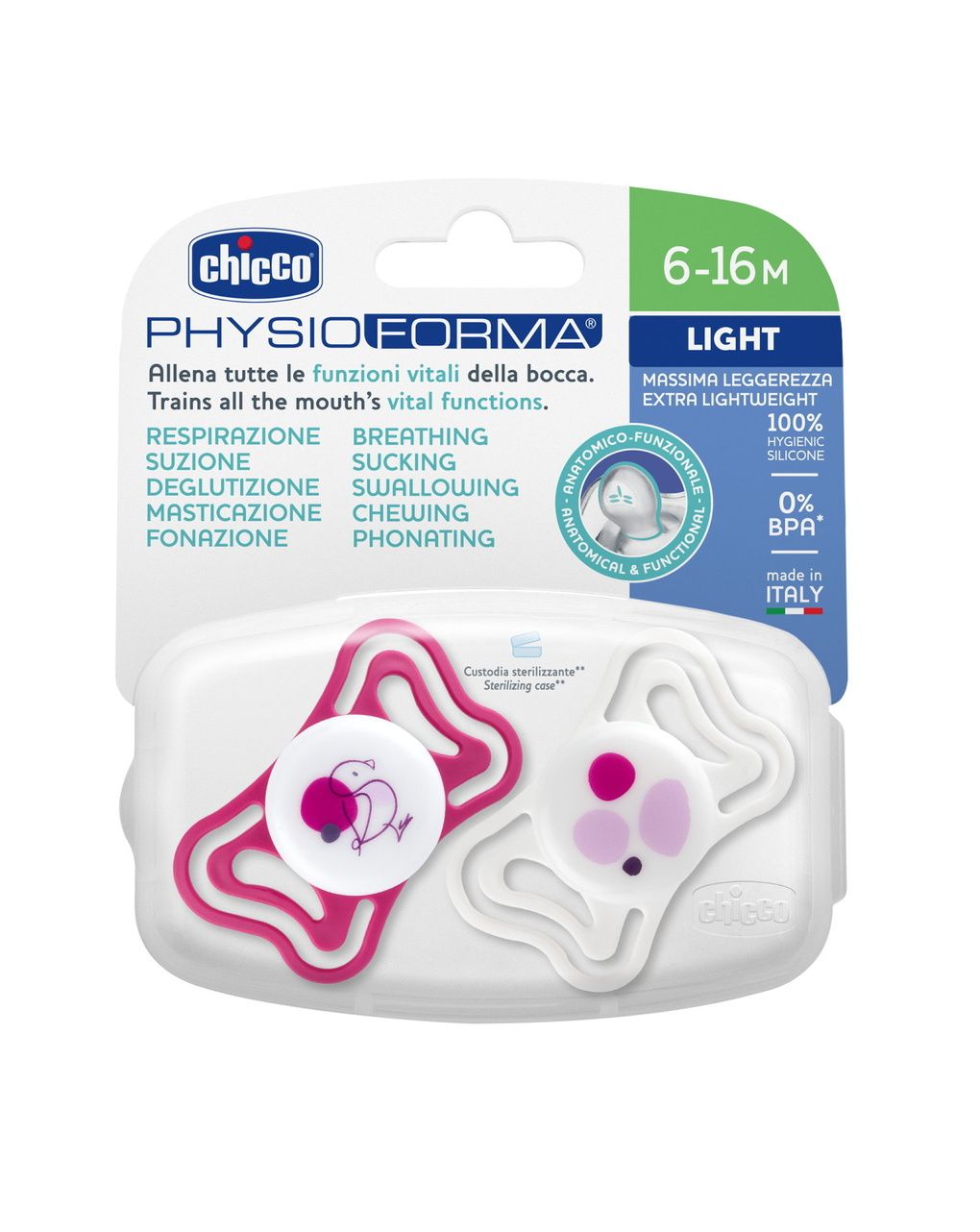 Succhietto physioforma light rosa 6-16m - chicco