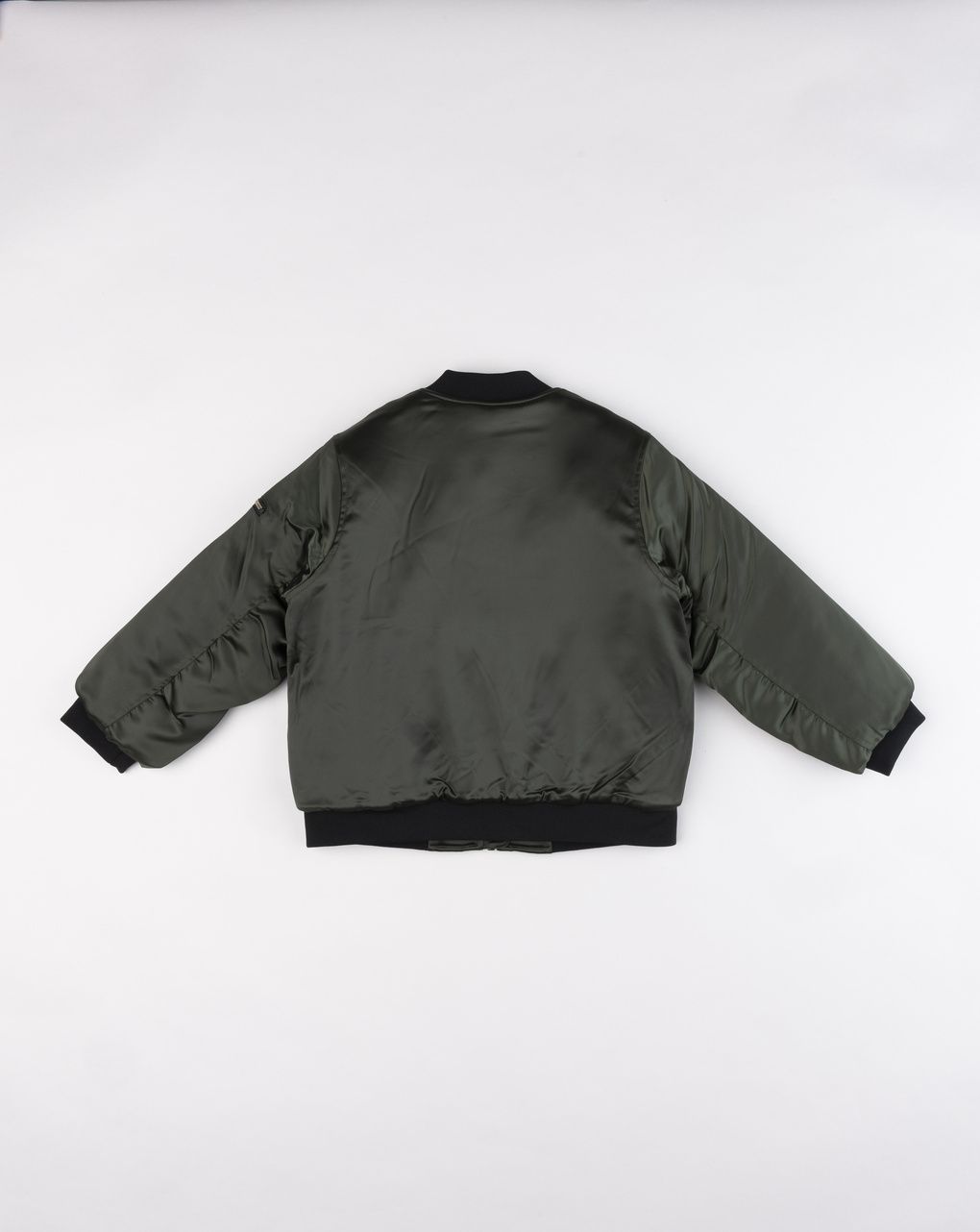 Giacca bomber bimba verde con bordi a contrasto