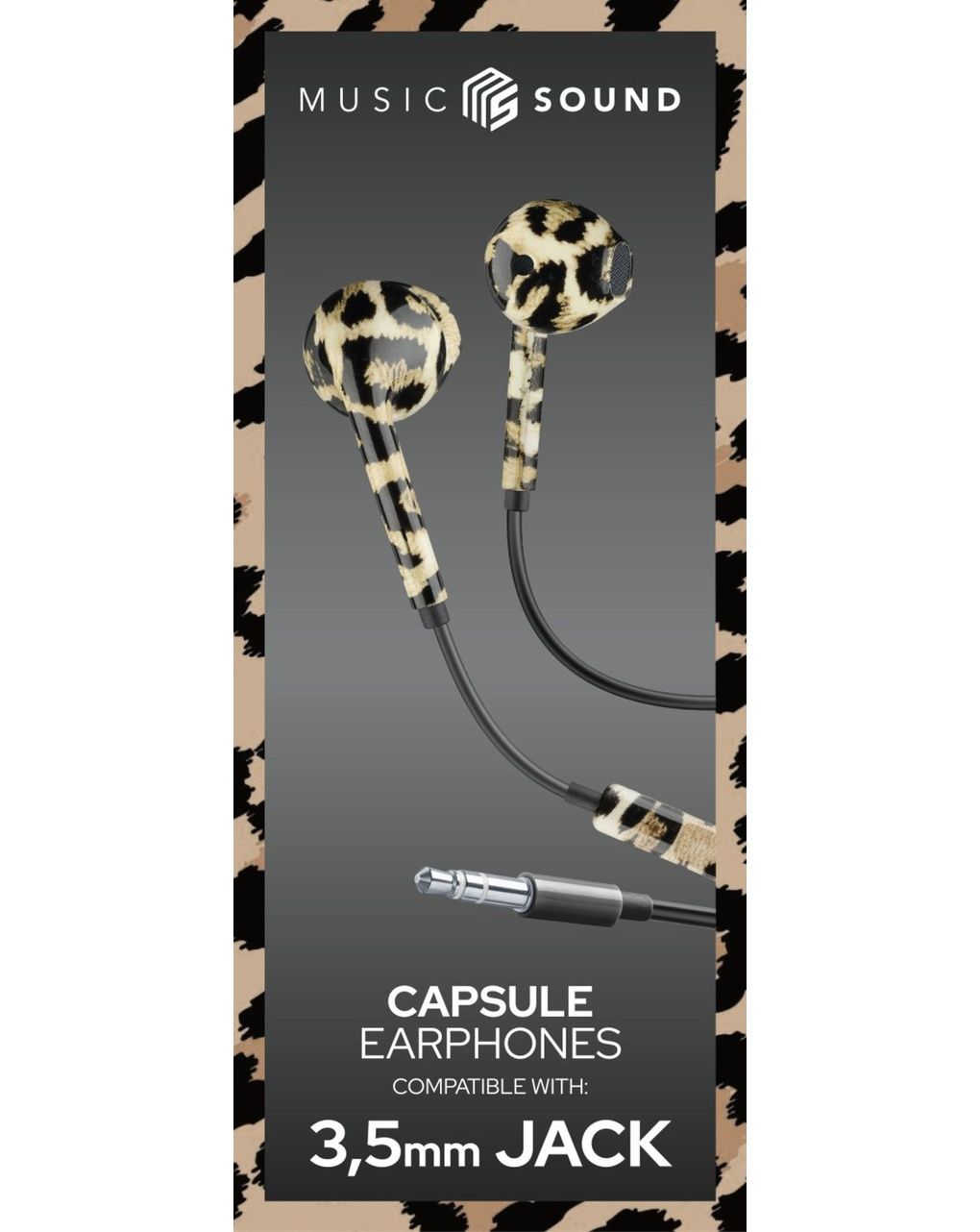 Auricolari capsula con microfono e jack 3.5 animalier - music sound